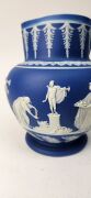 ADAMS pair of antique English blue Jasper Ware pottery jugs, circa 1805, impressed "ADAMS", 19.5cm high, 19cm wide - 6