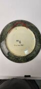 An antique French faience&nbsp;pottery plaque with hand-painted landscape scene, signed on reverse "Dent du Midi" with monogram mark, 36cm diameter - 2