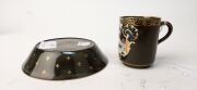 MINTONS antique English p&acirc;te-sur-p&acirc;te green porcelain coffee cup and saucer, 19th century, (2 items). factory stamp to base, the cup 6.5cm high - 5