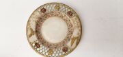 ROYAL WORCESTER antique English reticulated porcelain teacup and saucer with gilded landscape vignettes, butterfly and bird by GEORGE OWEN, circa 1885, impressed and puce factory mark to base, the saucer 10.5cm diameter - 8