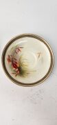 ROYAL WORCESTER pair of antique English teacup, saucer and plate sets hand-painted with Australian wildflowers titled "Christmas Bush" and "Heath", signed "R. Austin", (6 items), puce factory mark to bases and retailed by "Hardy Brothers Ltd,", the saucer - 9