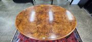 An antique English burr walnut oval centre table, circa 1870, 73cm high, 150cm wide, 109cm deep - 3