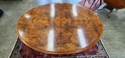 An antique English burr walnut oval centre table, circa 1870, 73cm high, 150cm wide, 109cm deep - 4