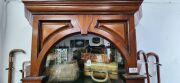 An antique English mahogany display cabinet with unusual drop-in door mechanism, metal shelf racking and chamfered sides, late 19th century, 204cm high, 89cm wide, 28cm deep - 4