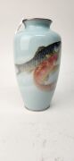 ANDO (attributed) Japanese cloisonne vase with koi carp decoration on sky blue ground, circa 1930, 25cm high - 5