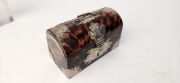 An antique English tortoiseshell moneybox casket with dome-top and silver mounts, interior lined in water washed scarlet silk, 18th/19th century, ​​​​​​​9cm high, 13cm wide, 6.5cm deep - 6