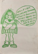 "MY NATURAL FEMININE INSTINCTS...", c. early 1970s poster designed by feminist cartoonist Liz Mackie. Screenprint on paper, 43 x 30.5cm