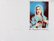 RED PLANET BUNDLE, two items printed by Red Planet. "OUR LADY OF PERPETUAL CASH FLOW"&nbsp;by Carol Porter hand silk screen printed on card, 32 x 24.5cm overall, together with "BUY HARD" paper bag for Red Planet Christmas sale. - 2