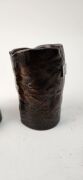 Two antique Chinese rootstock&nbsp;timber brush pots, 18th/19th century, 9cm and 12cm high - 5