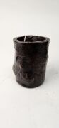 Two antique Chinese rootstock&nbsp;timber brush pots, 18th/19th century, 9cm and 12cm high - 6