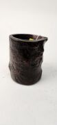 Two antique Chinese rootstock&nbsp;timber brush pots, 18th/19th century, 9cm and 12cm high - 7