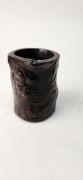 Two antique Chinese rootstock&nbsp;timber brush pots, 18th/19th century, 9cm and 12cm high - 8