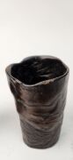 Two antique Chinese rootstock&nbsp;timber brush pots, 18th/19th century, 9cm and 12cm high - 10