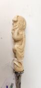 An antique Japanese envelope opener with carved ivory handle showing a monkey with Kabuki mask, Meiji Period, 19th/20th century, 26cm high - 9