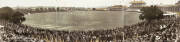 POSTCARDS & TRADE CARDS: 1903-04 panoramic postcard by H&B - "Melbourne Cricket Ground, Australia v England"; c1950s postcards (2) published by Marylebone Cricket Club; 1928-62 Australian (Giant Brand) Licorice group with 1928-29 "English Cricketers" [10/