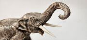 An antique Japanese silvered bronze elephant statue on ebonized timber base, Meiji period, 19th/20th century, 18.5cm high - 4