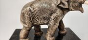 An antique Japanese silvered bronze elephant statue on ebonized timber base, Meiji period, 19th/20th century, 18.5cm high - 5