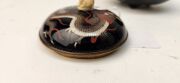 An antique Japanese cloisonne lidded pot decorated with dragon motif on black ground, with later carved ivory finial, Meiji Period, ​​​​​​​10cm high - 2