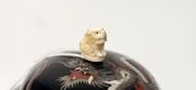 An antique Japanese cloisonne lidded pot decorated with dragon motif on black ground, with later carved ivory finial, Meiji Period, ​​​​​​​10cm high - 7