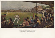 POSTCARDS & TRADE CARDS: 1903-04 panoramic postcard by H&B - "Melbourne Cricket Ground, Australia v England"; c1950s postcards (2) published by Marylebone Cricket Club; 1928-62 Australian (Giant Brand) Licorice group with 1928-29 "English Cricketers" [10/ - 3