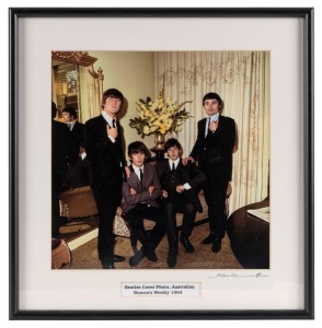 "Beatles Cover Photo, Australian Women's Weekly 1964". Original colour print, signed by Vic Grimmett in the lower margin,  25 x 25cm, 35 x 34cm overall. 