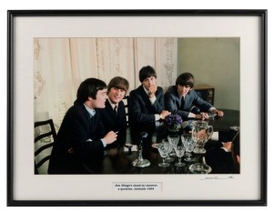 THE BEATLES IN AUSTRALIA, 1964: "Jim (Ringo's stand-in) answers a question, Adelaide 1964". Original colour print, signed by Vic Grimmett in the lower margin,  24.5 x 37cm, 35 x 46.5cm overall. 