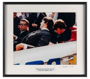 THE BEATLES IN AUSTRALIA, 1964: "Beatles prepare for drive into city along Anzac Highway 1964". Original colour print, signed by Vic Grimmett in the lower margin,  24.5 x 29.5cm, 35 x 39cm overall. 