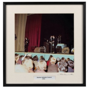 THE BEATLES IN AUSTRALIA, 1964: "Beatles Adelaide Concert, 1964", (Moment Two). Original colour print, signed by Vic Grimmett in the lower margin,  24.5 x 24.5cm, 35 x 34cm overall. 