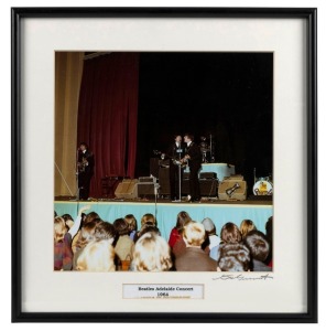 THE BEATLES IN AUSTRALIA, 1964: "Beatles Adelaide Concert 1964", (Moment One). Original colour print, signed by Vic Grimmett in the lower margin,  24.5 x 24.5cm, 35 x 34cm overall. 