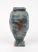 MARTIN BROTHERS tapered English art pottery stoneware vase with sgraffito grotesque fish decoration, incised "Martin Brothers Pottery, Southall, 1901" 16cm high - 2