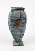 MARTIN BROTHERS tapered English art pottery stoneware vase with sgraffito grotesque fish decoration, incised "Martin Brothers Pottery, Southall, 1901" 16cm high - 3