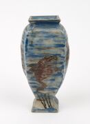 MARTIN BROTHERS tapered English art pottery stoneware vase with sgraffito grotesque fish decoration, incised "Martin Brothers Pottery, Southall, 1901" 16cm high - 4