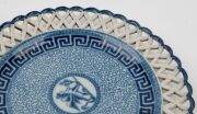 An antique English pierced blue and white pottery plate with sphinx vignette and Greek key border, circa 1820, 21.5cm wide - 4