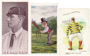 1905 Sniders & Abrahams "Australian Cricket Team", part set [11/15] & "Cricket Terms" [7/12]; plus 1905 Wills (Australia) "Sporting Terms", complete set [25]. Poor/G (one trimmed).
