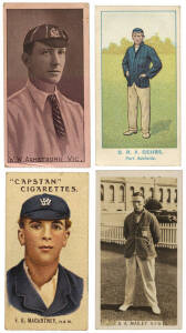 c1905-32 cricket cards in old album, noted 1903 Wills "Australian and English Cricketers" (7); 1905 Wills "Australian Club Cricketers" (26); Sniders & Abrahams "1905 Australian Cricket Team" (12); plus few other cards (3). Fair/G. (109).