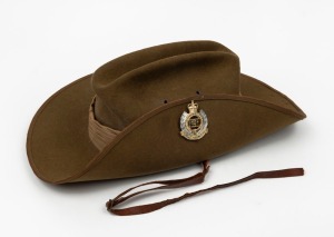 A vintage Australian slouch hat with Queen Elizabeth II Royal Australian Engineers badge, circa 1980s