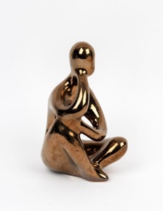 ELLIS "Thinker" pottery statue with bronzed finish glaze, ​​​​​​​26cm high