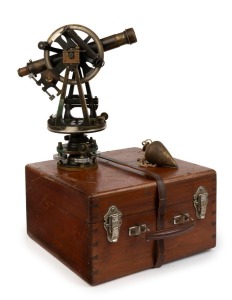A. TORNAGHI & Co, SYDNEY antique full circle theodolite in case with eye pieces and fittings, circa 1860s, the case 17cm high, 32cm wide, 30cm deep