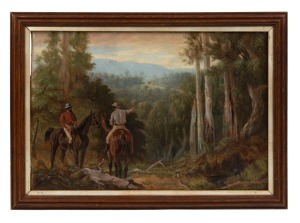 FREDERICK WOODHOUSE JUNIOR (1847-1927) (the bush rangers), oil on canvas, signed lower right "Fred. Woodhouse, 1898", 28 x 40cm, 33 x 46cm overall