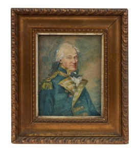 ADMIRAL JOHN HUNTER R.N. (2nd Governor of the Colony of New South Wales): Antique hand-painted miniature portrait by Dorothy Griffiths, 19th century, signed lower right with affixed paper label verso "Admiral John Hunter R.N., 2nd Governor of New South Wa