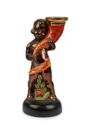 MAMIE VENNER rare figural hand-painted porcelain candlestick, signed "M. Venner", 21cm high