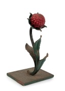 SYDNEY SCHOOL (CIRCLE OF LUCIEN HENRY) cast iron hand-painted waratah ornament, 19th/20th century, 32cm high