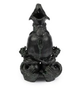 GWEN WATSON impressive black and green glazed pottery ewer with mermen and fish figural decoration,&nbsp; incised "G. G.". 36cm high