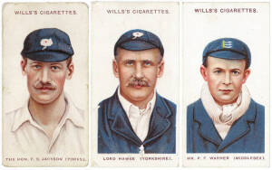 1908 Wills "Cricketers" (with WILLS'S with large S), complete set [25], noted Hon.F.S.Jackson, Plum Warner & Lord Hawke. G/VG.