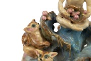 GWEN WATSON pottery gumnut fairy statue adorned with five possums, incised "G. Watson", 24cm high, 20cm wide - 2