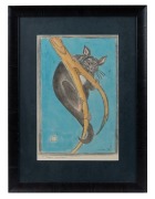 MARGUERITE HENRIETTE MAHOOD&nbsp;(1901-1989), Inquisitiveness, hand-coloured linocut, signed and titled lower left with monogram in plate, 37 x 24cm, 55 x 41cm overall