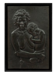 JOHN W. HOPE portrait of an Aboriginal woman with child, cast bronze plaque, signed lower right "John W. Hope, 1939", 31 x 21cm, 34 x 24cm overall