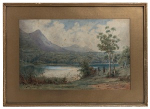 FRANCIS FLOCKTON (Britain and Australia), (Aboriginal camp by the river), watercolour, signed lower right "F. Flockton, 1895", 29.5 x 45.5cm, 42 x 59cm overall