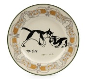 ROYAL DOULTON "The Tiff" antique English porcelain cabinet plate designed by David Henry Souter, green factory mark to base, 24cm diameter