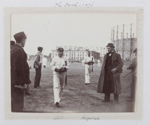 THE AUSTRALIAN CRICKET TEAM IN ENGLAND, 1896, A vintage leather-bound photo album (faults) containing a collection of 48 silver gelatin photographs which appear to be by one of the team members or part of the entourage. Many of the pics are identified and focus on the matches at Kennington Oval and Old Trafford and the other leisure activities and visits the team members undertook